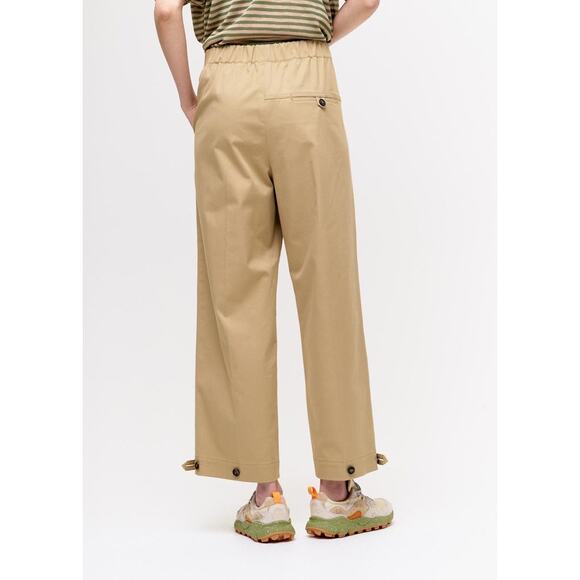 TELA Camel Gabardine Wide Leg High Rise Trousers Drawstring Waistband XS - Picture 6 of 15